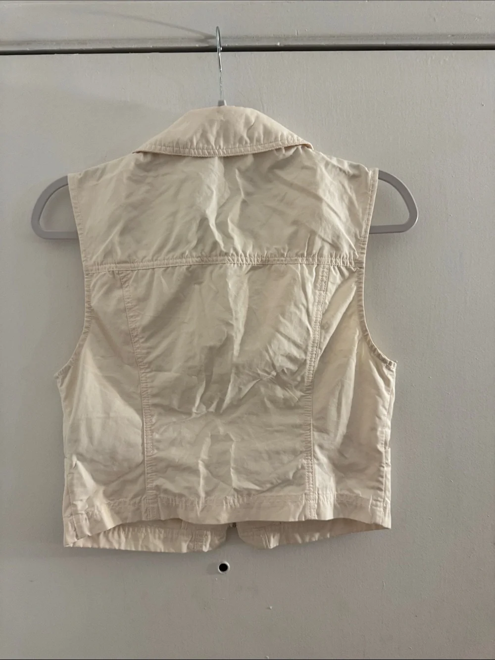 Zara Cream Sleeveless Zip-Front Utility Vest - Picture 3 of 3